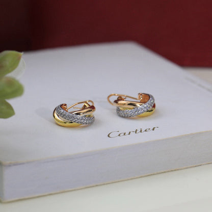 [CharmAmor]TRINITY HALF DIAMOND  CLASSIC EARRINGS