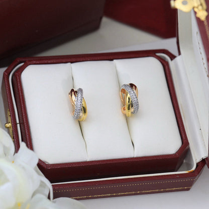 [CharmAmor]TRINITY HALF DIAMOND  CLASSIC EARRINGS