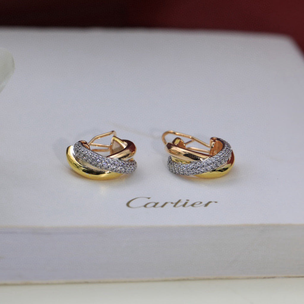 [CharmAmor]TRINITY HALF DIAMOND  CLASSIC EARRINGS