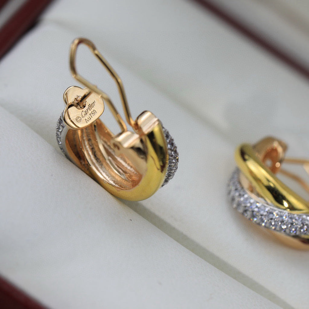 [CharmAmor]TRINITY HALF DIAMOND  CLASSIC EARRINGS