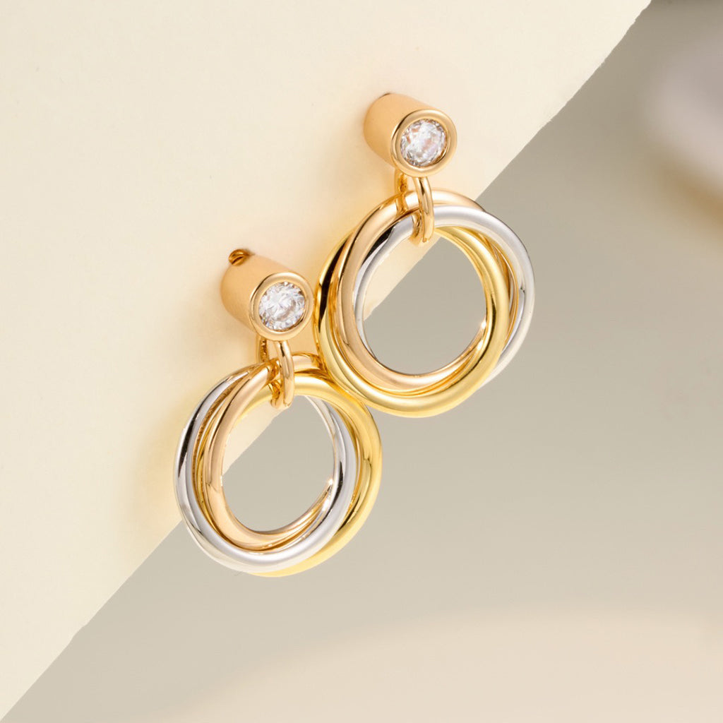 [CharmAmor]TRINITY ON DIAMOND  EARRINGS