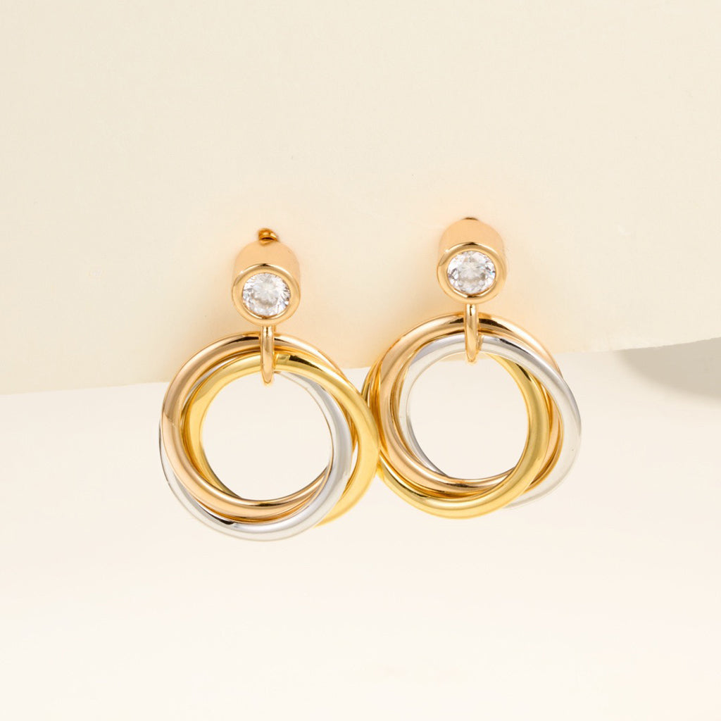 [CharmAmor]TRINITY ON DIAMOND  EARRINGS