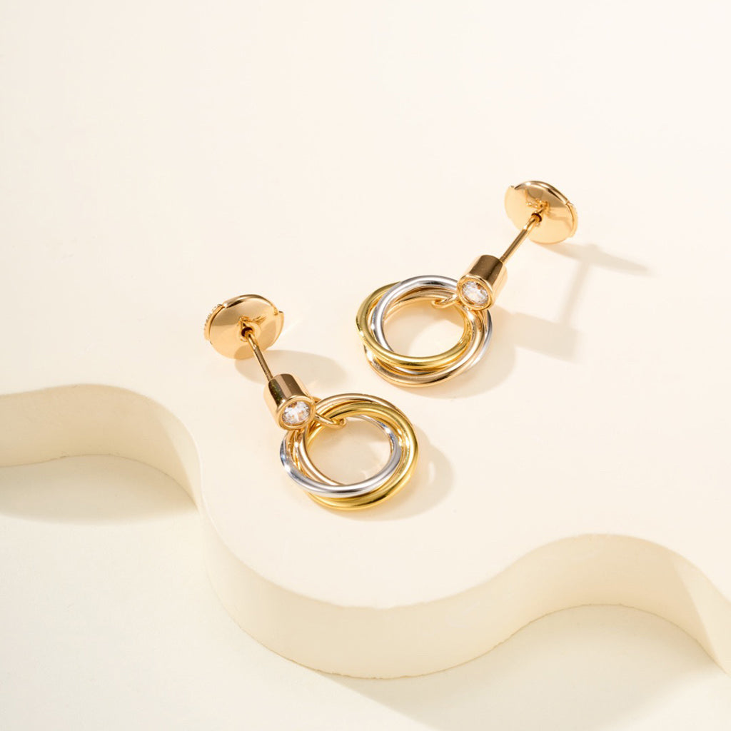 [CharmAmor]TRINITY ON DIAMOND  EARRINGS