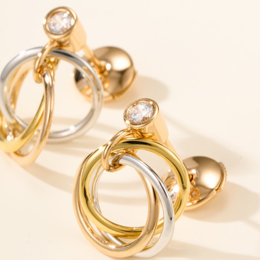 [CharmAmor]TRINITY ON DIAMOND  EARRINGS