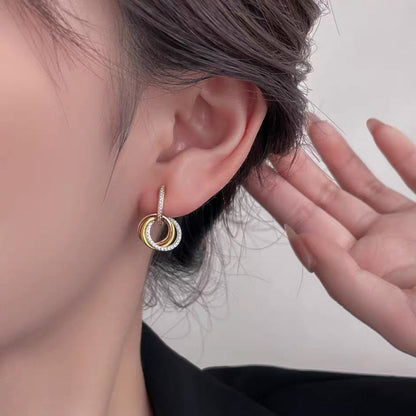[CharmAmor]TRINITY HALF DIAMOND  EARRINGS