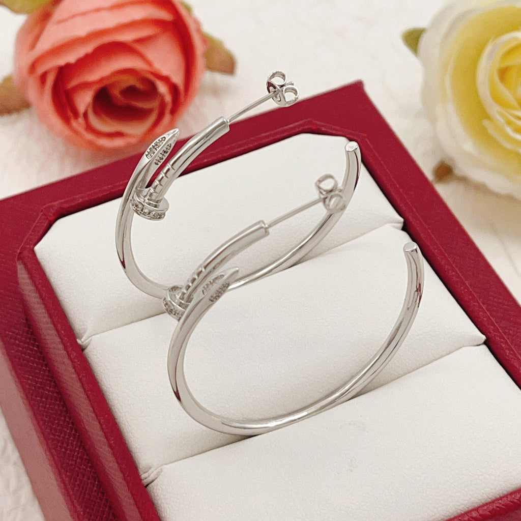 [CharmAmor]JUSTE HALF DIAMOND LARGE EARRINGS