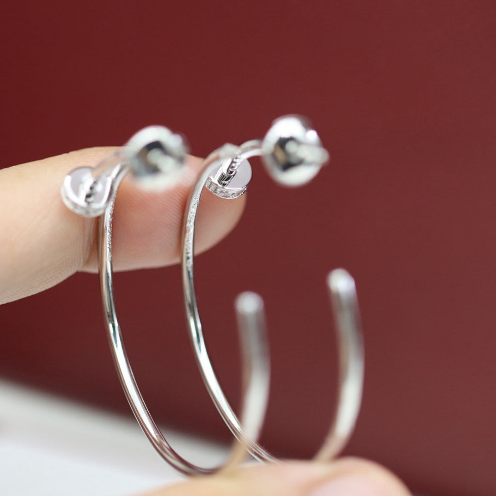 [CharmAmor]JUSTE HALF DIAMOND LARGE EARRINGS