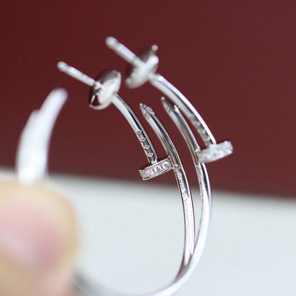 [CharmAmor]JUSTE HALF DIAMOND LARGE EARRINGS