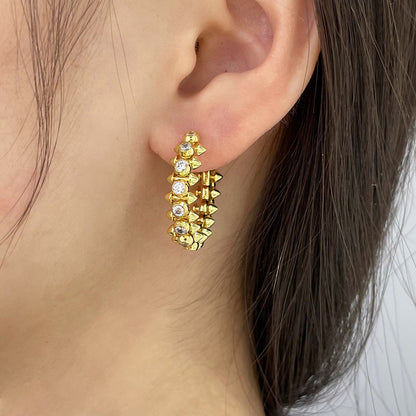 [CharmAmor]CLASH FULL DIAMOND MEDIUM EARRINGS