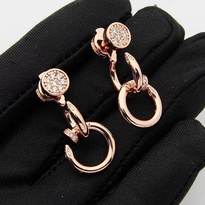 [CharmAmor]JUSTE HALF DIAMOND DOUBLE EARRINGS