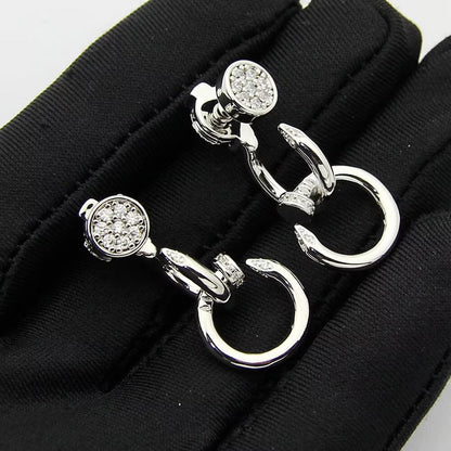 [CharmAmor]JUSTE HALF DIAMOND DOUBLE EARRINGS