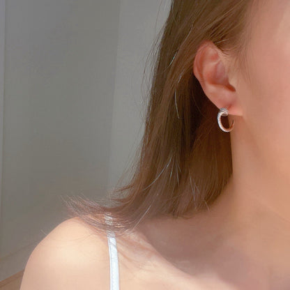 [CharmAmor]JUSTE FULL DIAMOND DOUBLE EARRINGS