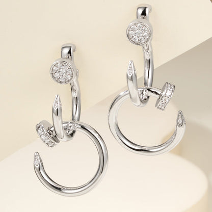 [CharmAmor]JUSTE HALF DIAMOND DOUBLE EARRINGS