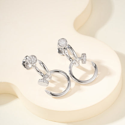 [CharmAmor]JUSTE HALF DIAMOND DOUBLE EARRINGS