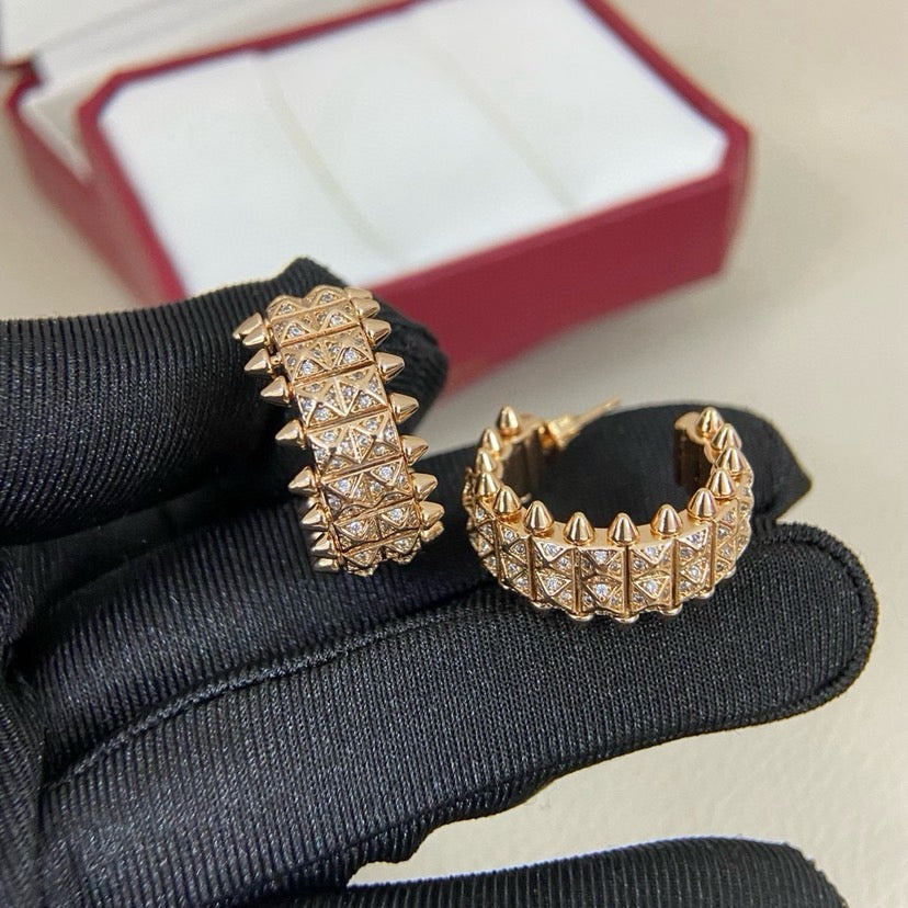 [CharmAmor]CLASH 9.2MM FULL DIAMOND DOUBLE ROW EARRINGS