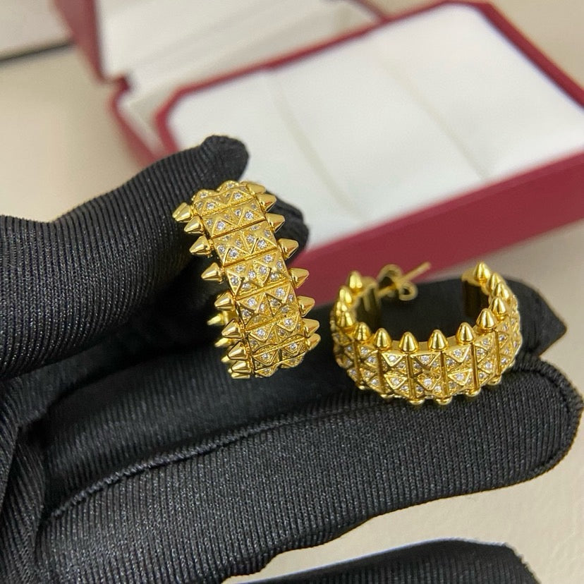 [CharmAmor]CLASH 9.2MM FULL DIAMOND DOUBLE ROW EARRINGS