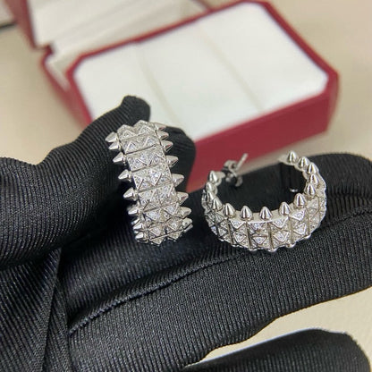 [CharmAmor]CLASH 9.2MM FULL DIAMOND DOUBLE ROW EARRINGS
