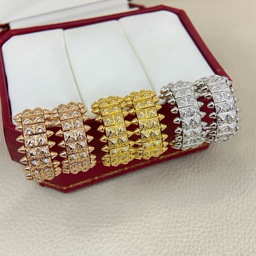[CharmAmor]CLASH 9.2MM FULL DIAMOND DOUBLE ROW EARRINGS