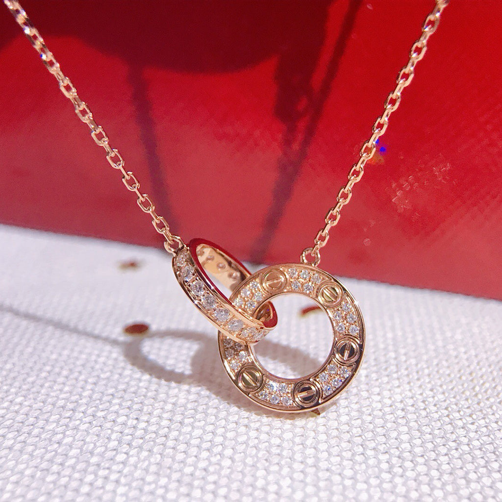 [CharmAmor]LOVE  FULL DIAMOND PENDANT NECKLACE