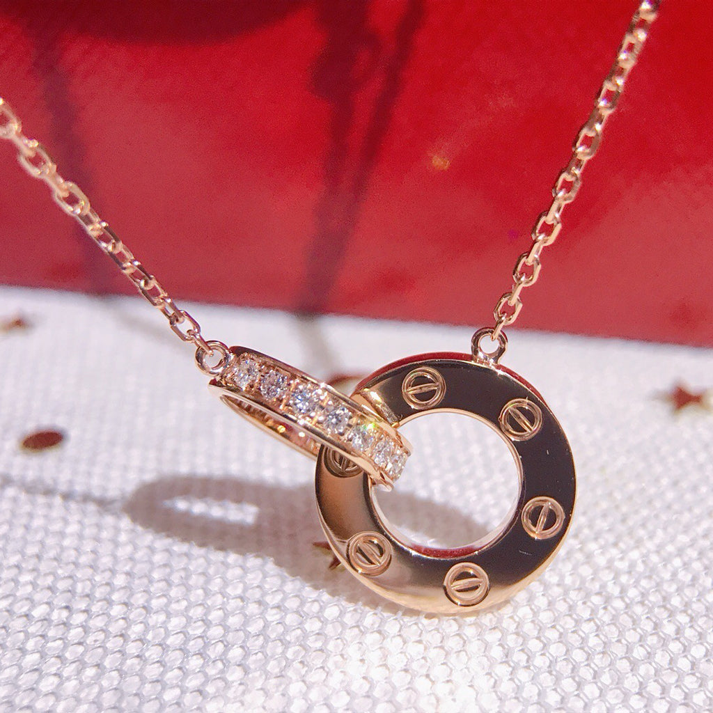 [CharmAmor]LOVE  FULL DIAMOND PENDANT NECKLACE
