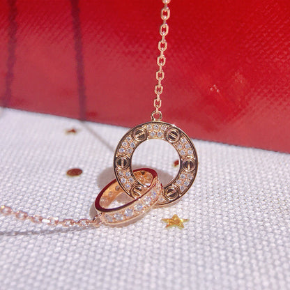 [CharmAmor]LOVE  FULL DIAMOND PENDANT NECKLACE