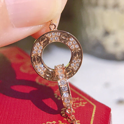 [CharmAmor]LOVE  FULL DIAMOND PENDANT NECKLACE