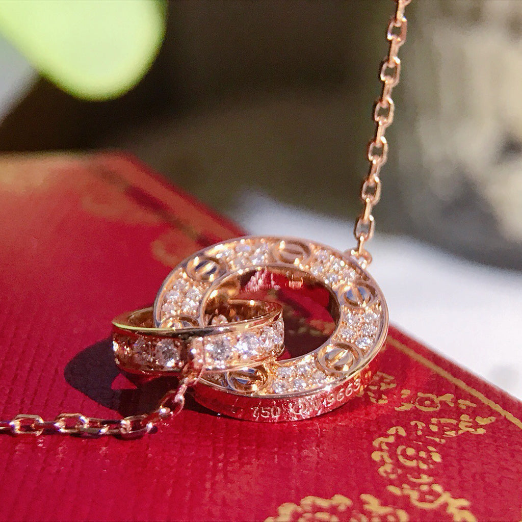[CharmAmor]LOVE  FULL DIAMOND PENDANT NECKLACE