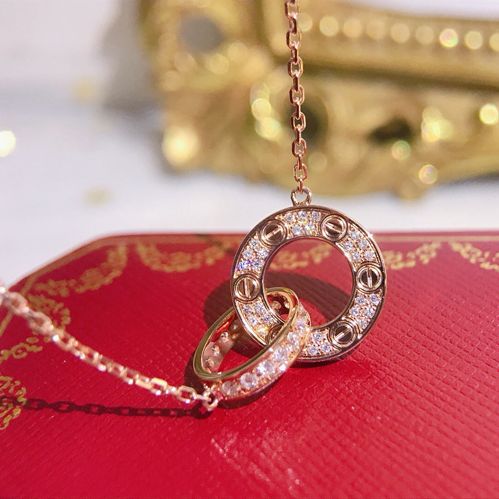 [CharmAmor]LOVE  FULL DIAMOND PENDANT NECKLACE