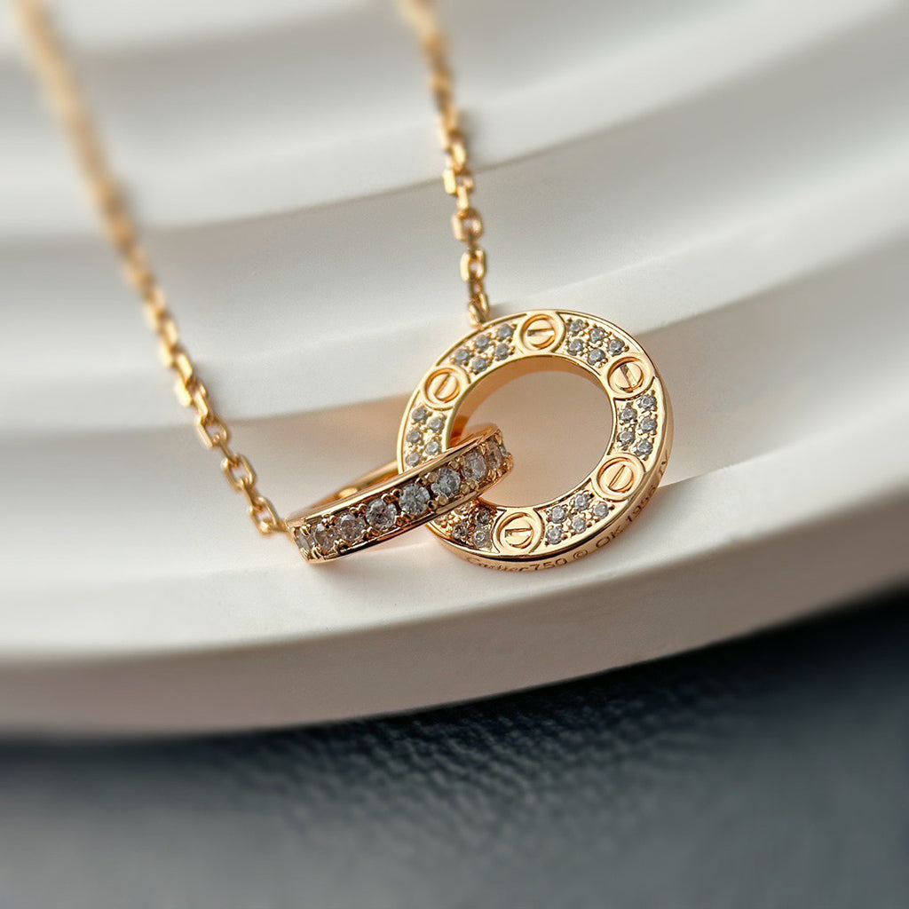[CharmAmor]LOVE  FULL DIAMOND PENDANT NECKLACE