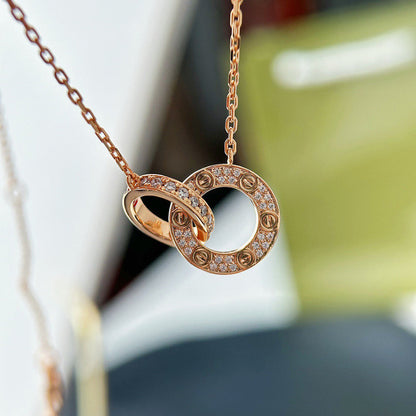 [CharmAmor]LOVE  FULL DIAMOND PENDANT NECKLACE