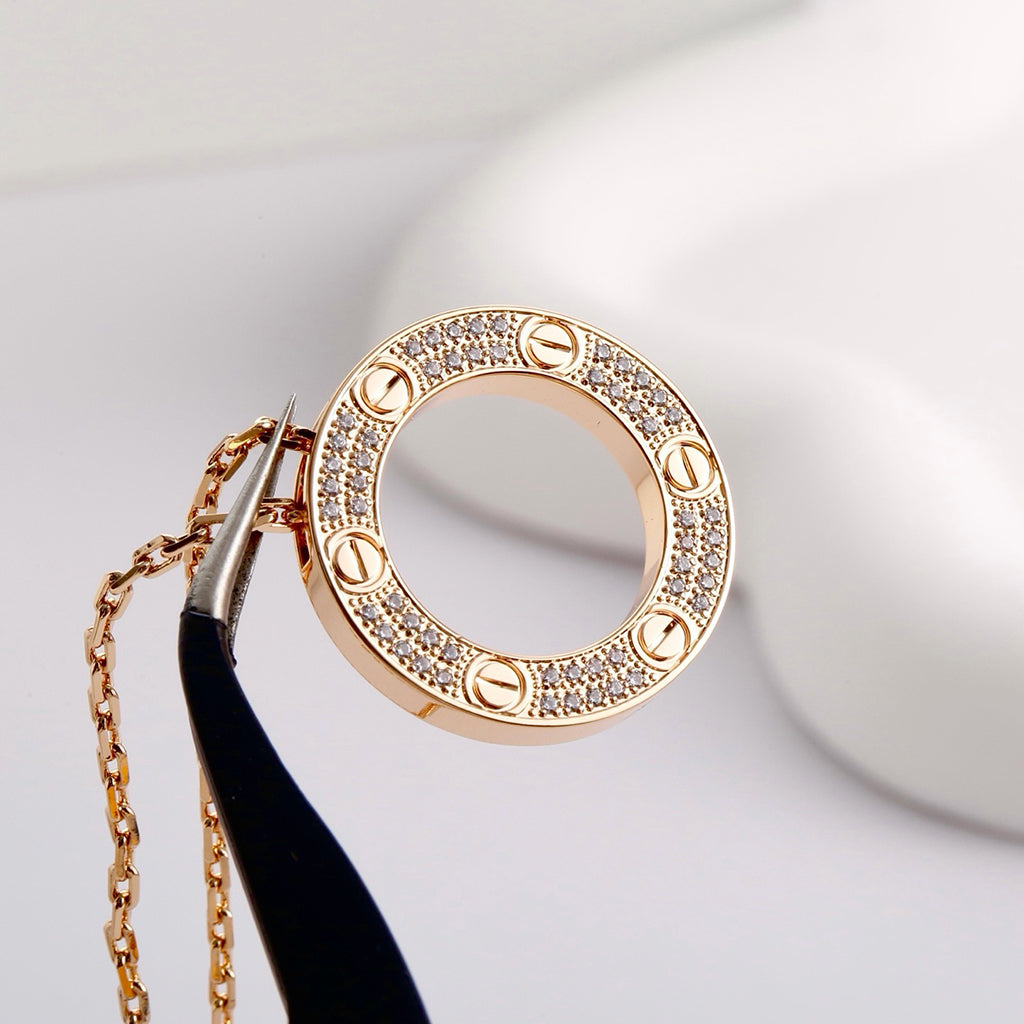 [CharmAmor]LOVE NECKLACE 16MM  FULL DIAMOND