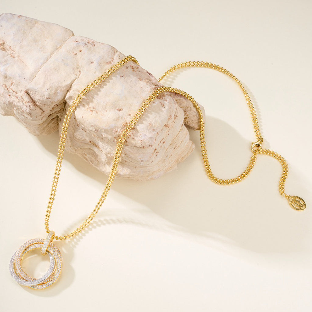 [CharmAmor]TRINITY LARGE FULL DIAMOND  NECKLACE