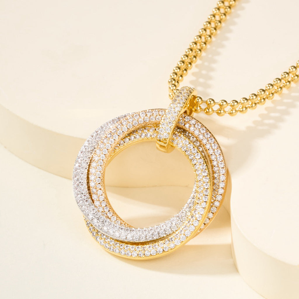 [CharmAmor]TRINITY LARGE FULL DIAMOND  NECKLACE