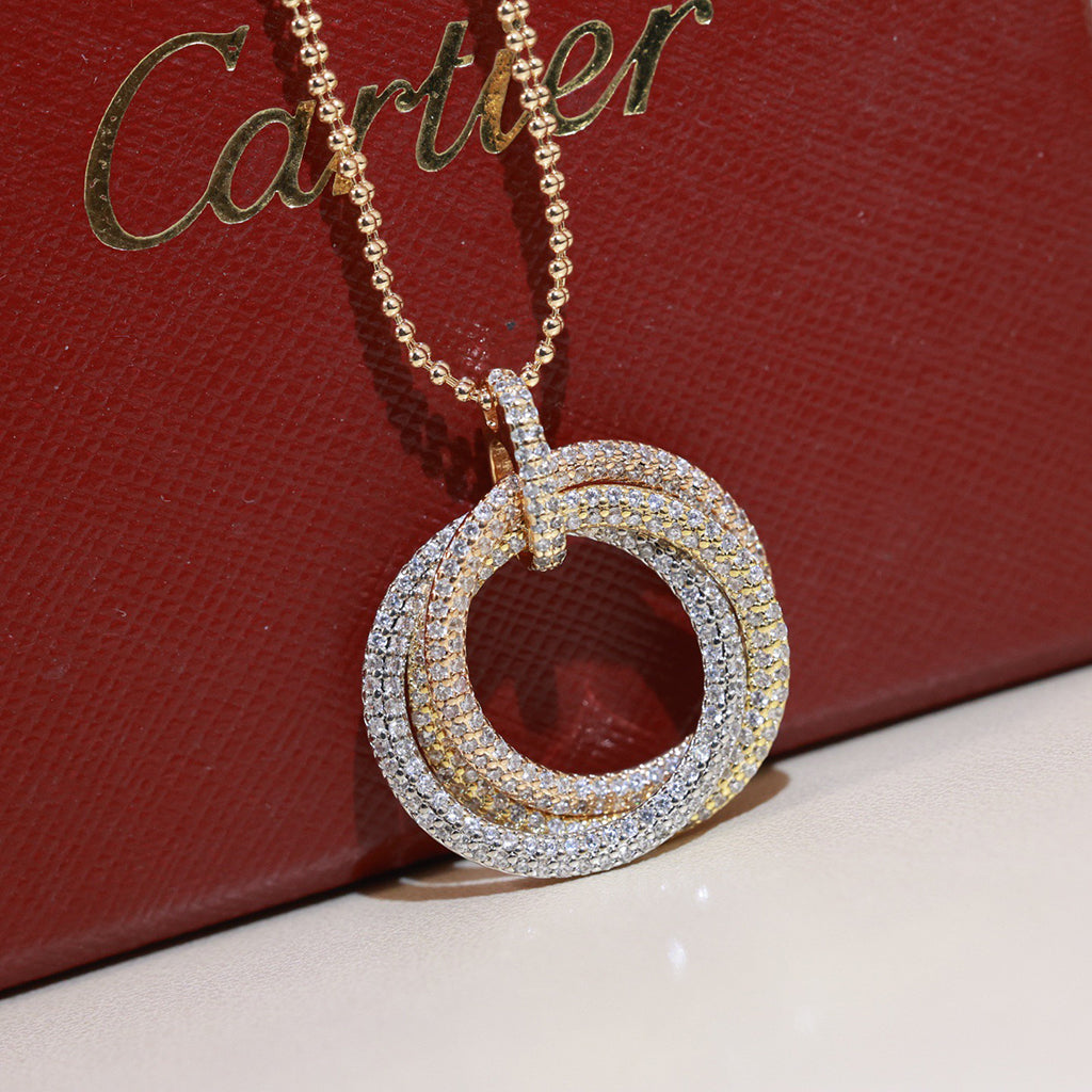 [CharmAmor]TRINITY LARGE FULL DIAMOND  NECKLACE