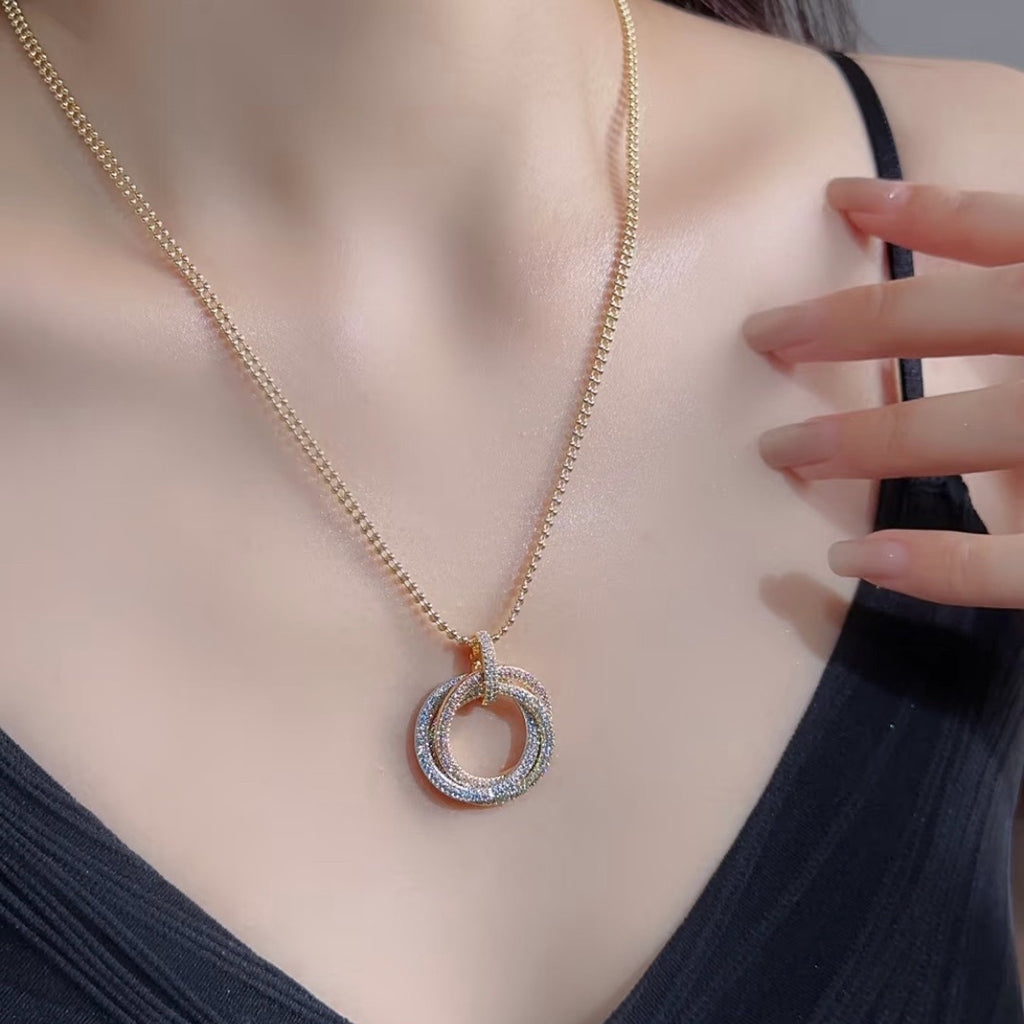 [CharmAmor]TRINITY LARGE FULL DIAMOND  NECKLACE