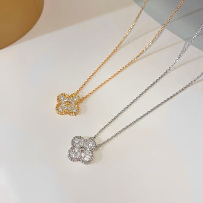 [CharmAmor]CLOVER 15MM DIAMOND SINGLE FLOWER NECKLACE