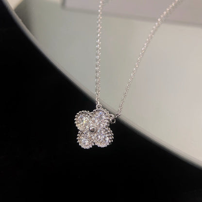 [CharmAmor]CLOVER 15MM DIAMOND SINGLE FLOWER NECKLACE