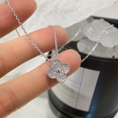 [CharmAmor]CLOVER 15MM DIAMOND SINGLE FLOWER NECKLACE