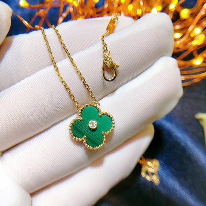 [CharmAmor]CLOVER 15MM DIAMOND TURQUOISE NECKLACE