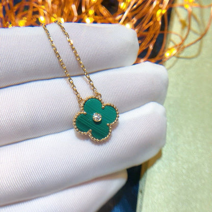 [CharmAmor]CLOVER 15MM DIAMOND TURQUOISE NECKLACE