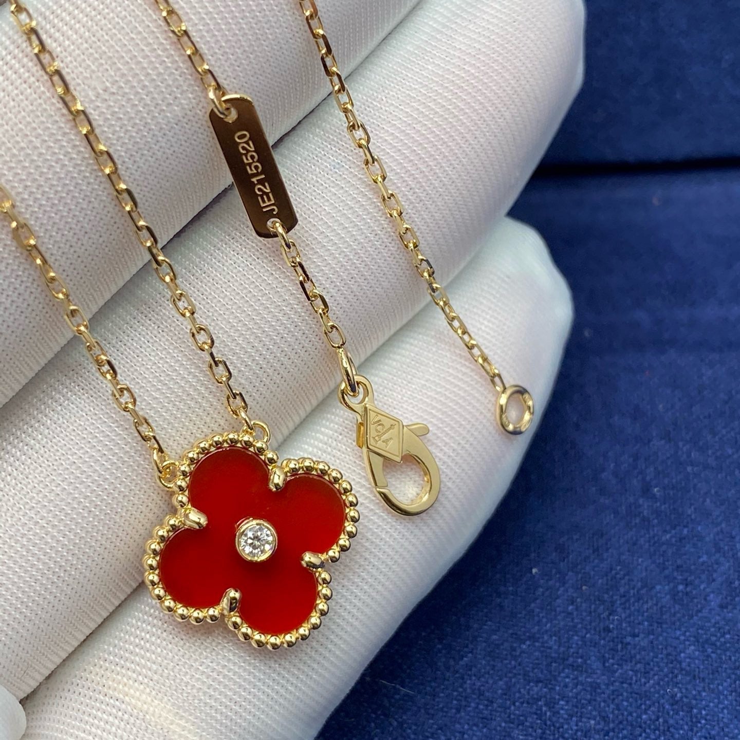[CharmAmor]CLOVER 15MM DIAMOND CARNELIAN NECKLACE