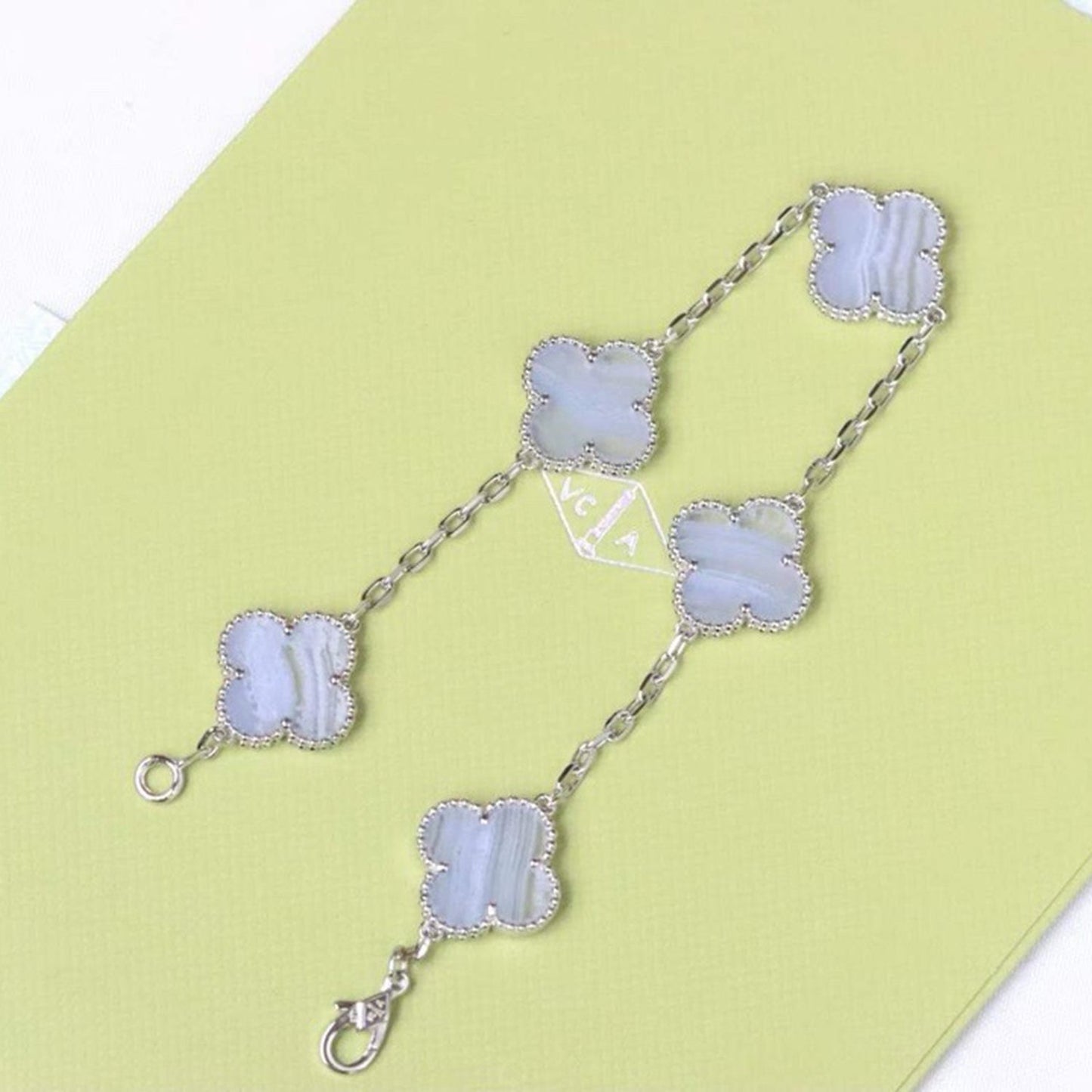 [CharmAmor]CLOVER  5 MOTIF PURPLE CHALCEDONY BRACELET SILVER