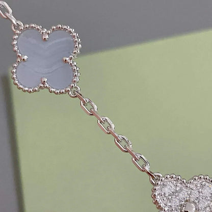 [CharmAmor] CLOVER 5 MOTIF PURPLE CHALCEDONY BRACELET COLLECTION