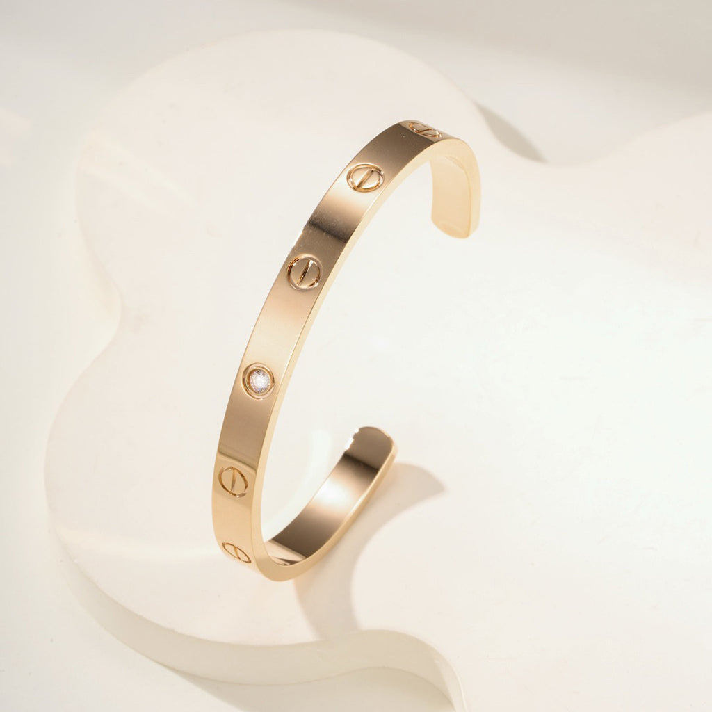 [CharmAmor]LOVE BRACELET 6.1MM 1 DIAMOND OPEN CUFF