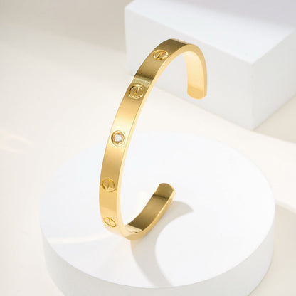 [CharmAmor]LOVE BRACELET 6.1MM 1 DIAMOND OPEN CUFF