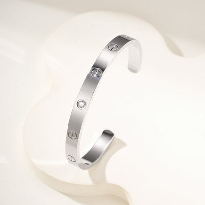 [CharmAmor]LOVE BRACELET 6.1MM 1 DIAMOND OPEN CUFF