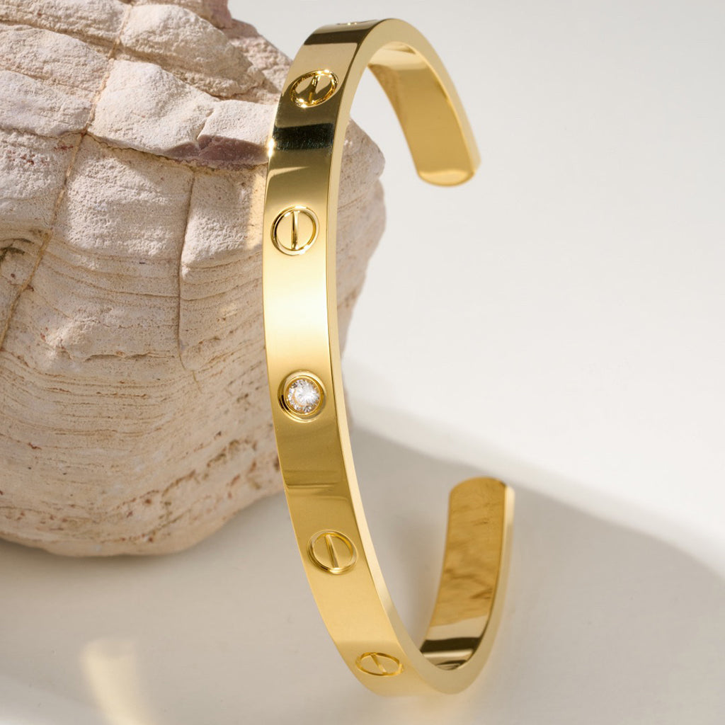 [CharmAmor]LOVE BRACELET 6.1MM 1 DIAMOND OPEN CUFF