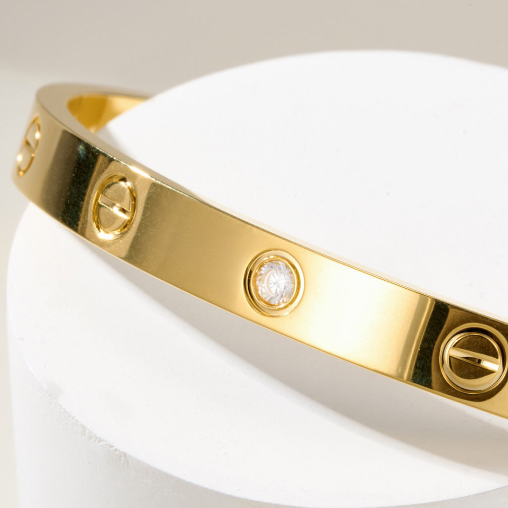 [CharmAmor]LOVE BRACELET 6.1MM 1 DIAMOND OPEN CUFF