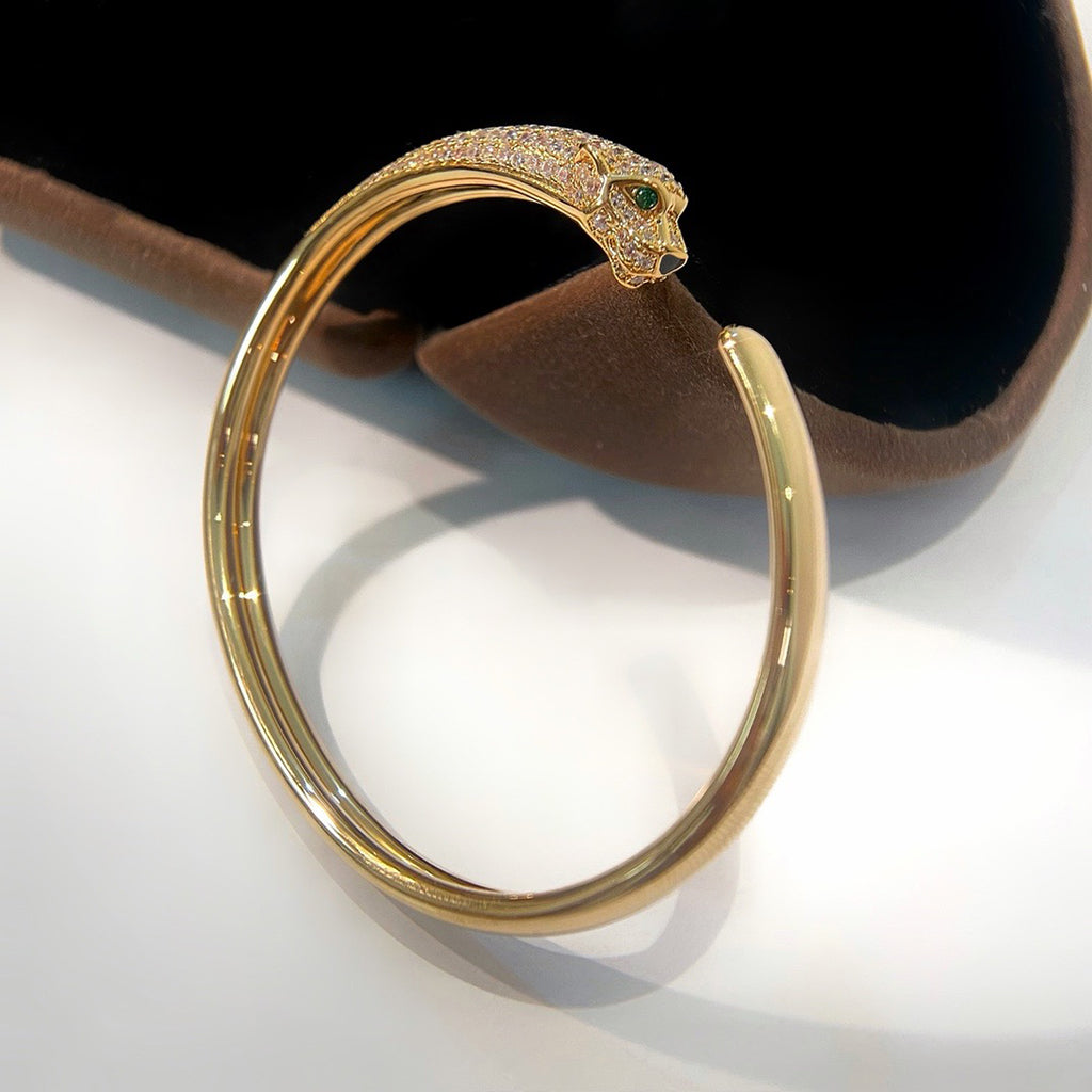 [CharmAmor]PANTHERE HALF DIAMOND OPEN BRACELET