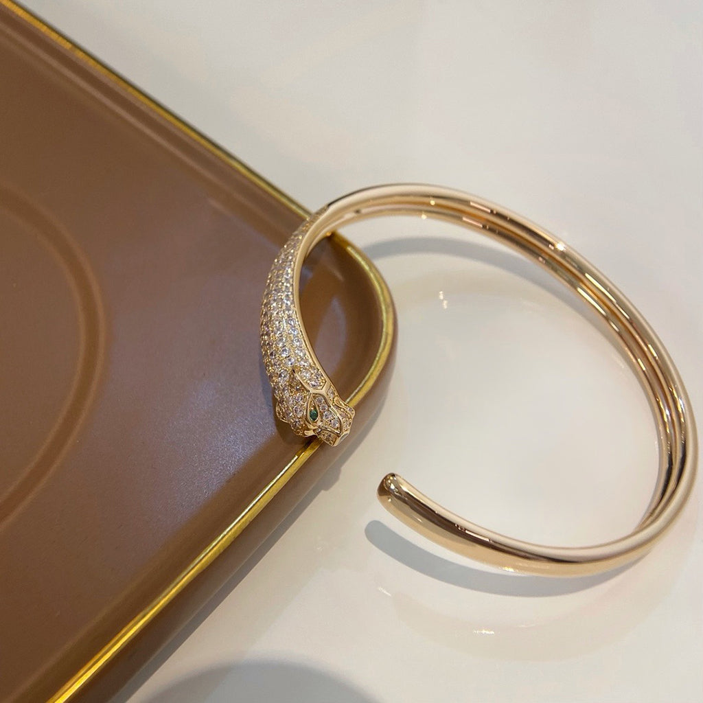 [CharmAmor]PANTHERE HALF DIAMOND OPEN BRACELET